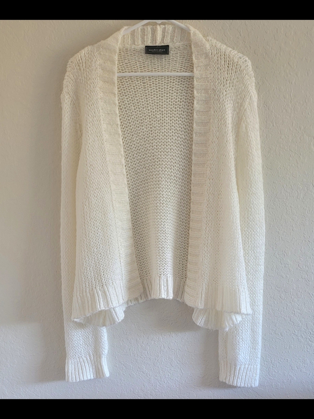 Wooden Ships Ivory Open-Front Knit Cardigan S/M. Like New. Scandi Girl.